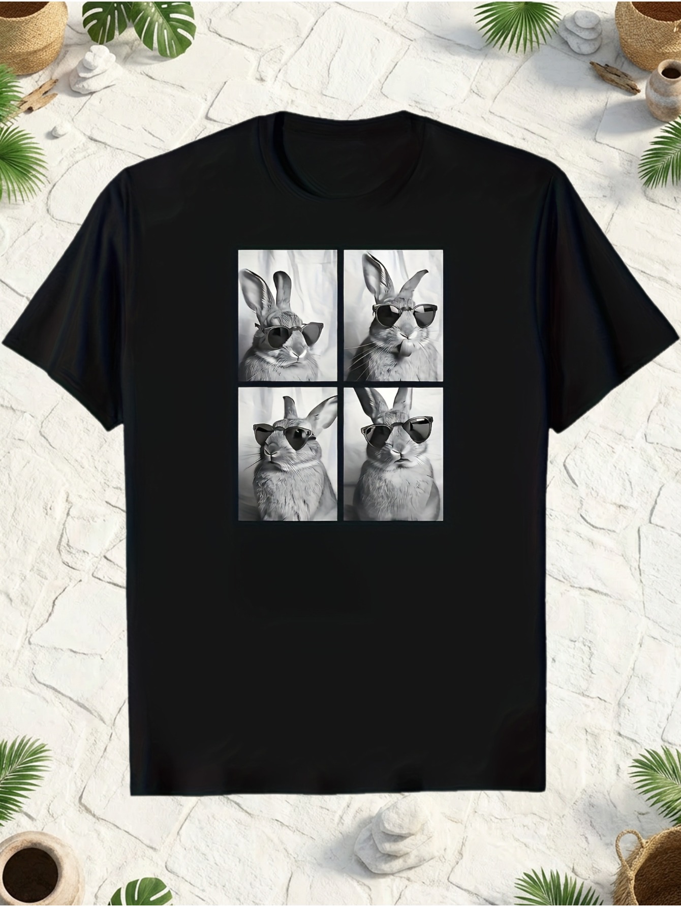 Men'S Fashion Easter - 1-Piece Fashionable Glasses-Themed Fun Rabbit T-Shirt