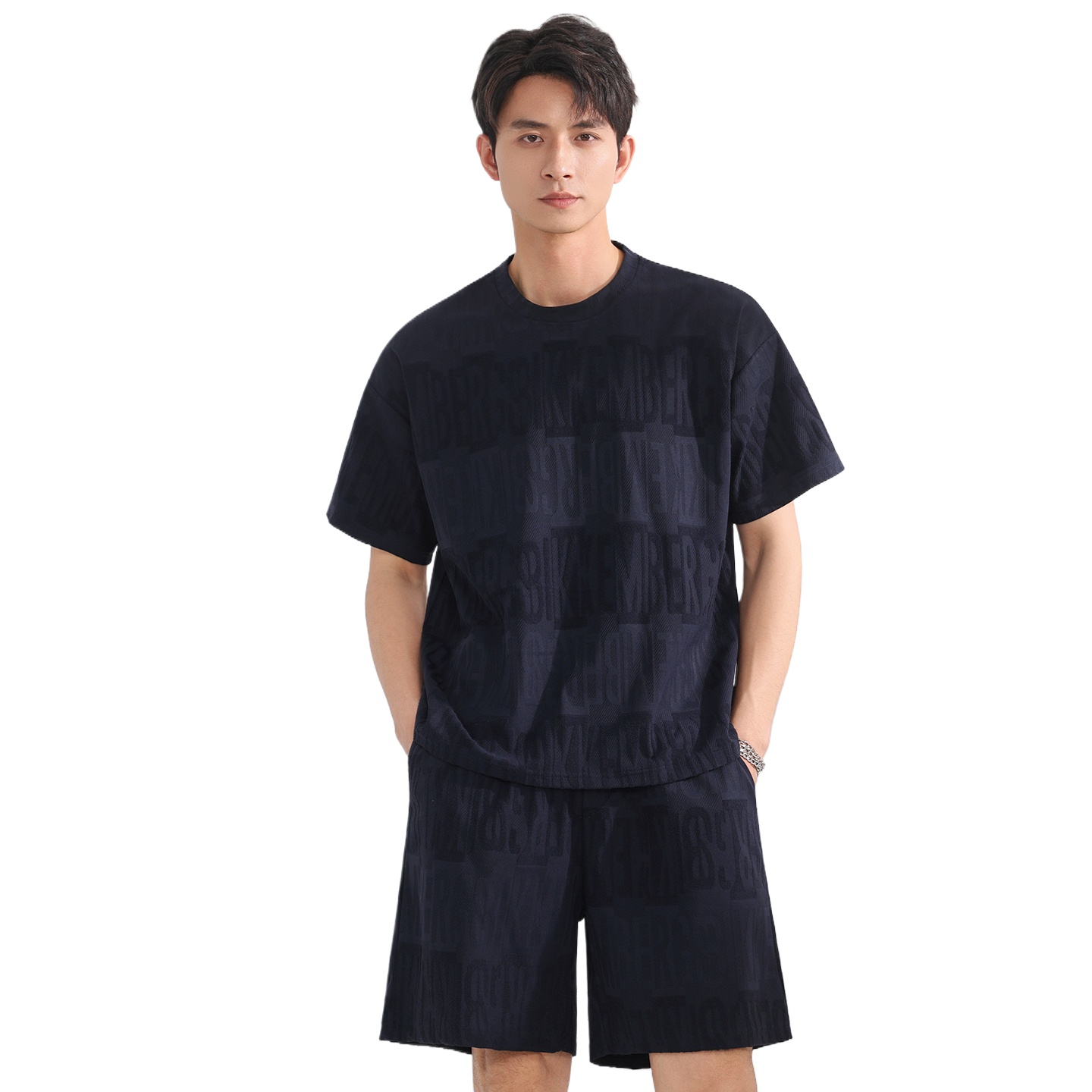 Men'S Fashion T Shirts - 【Top 5-Point Pants】Men's T-Shirt Set Summer