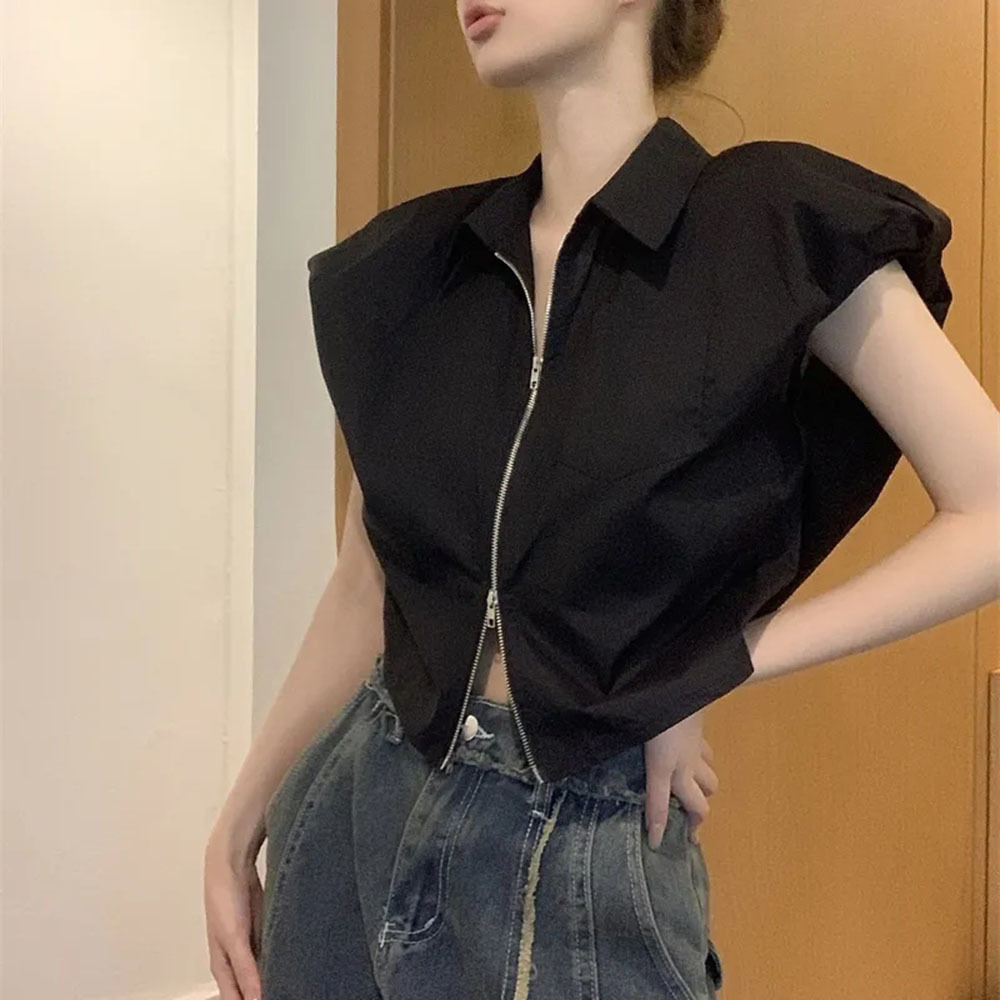Polo Shirt Slim - Polo Collar Sleeveless Shirt Solid Color
