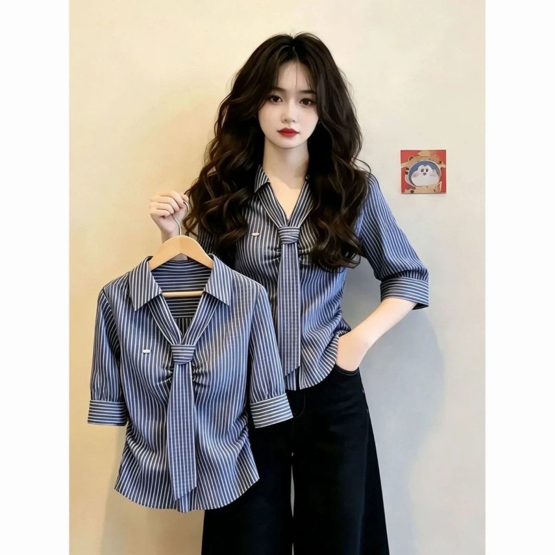 Polo Shirt Slim - Polo Neck Lacing Short Sleeve Slim