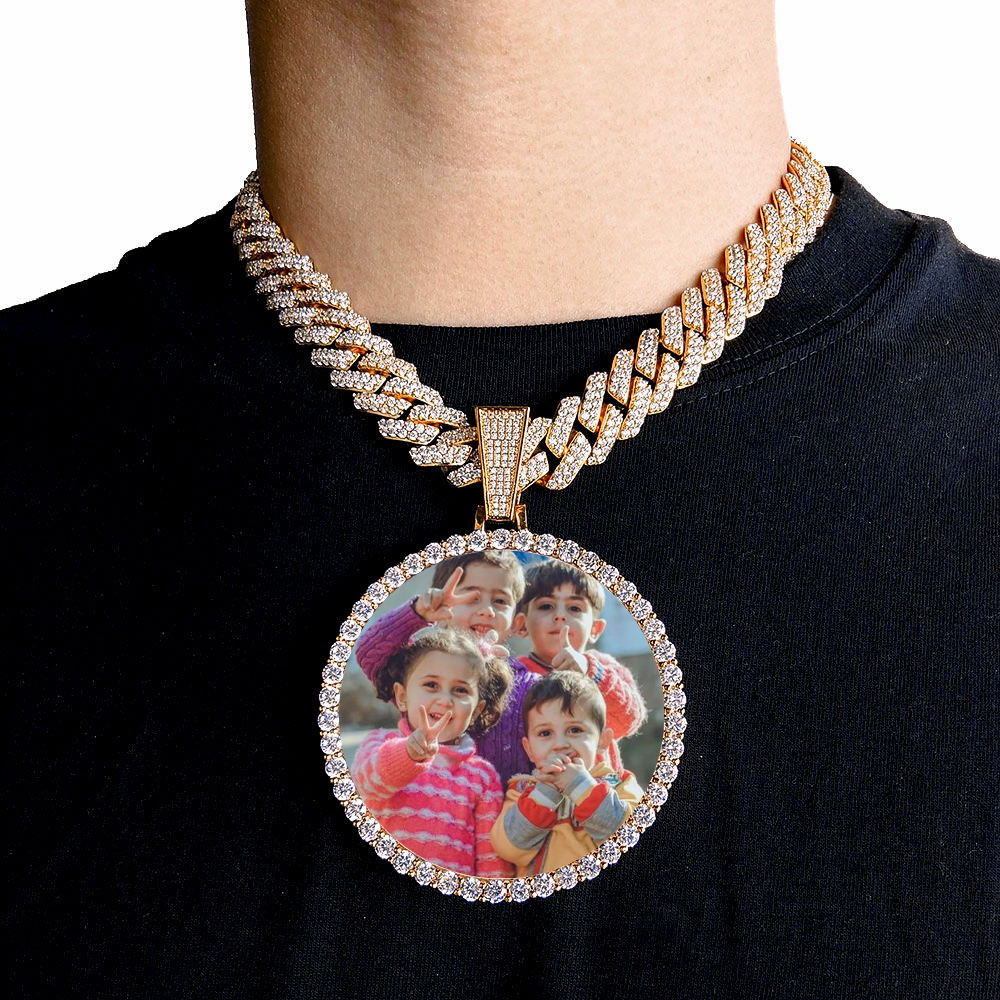 Men'S Fashion Gold Chain - Custom Made Big Photo Medallions 18k