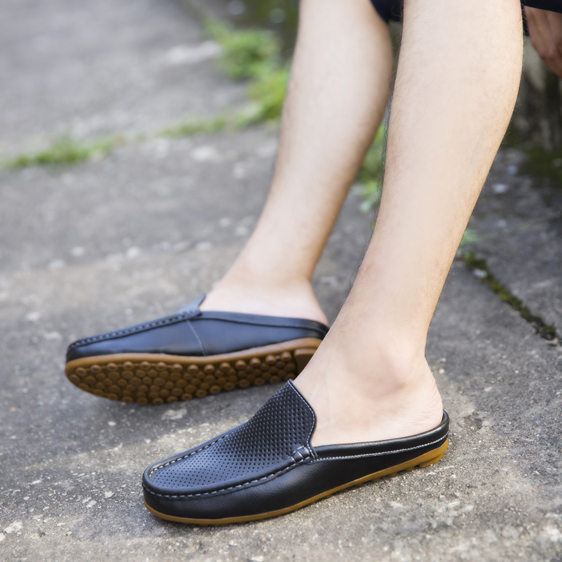 Men'S Fashion Loafers Shoes - Summer Genuine Leather Slippers Men Casual
