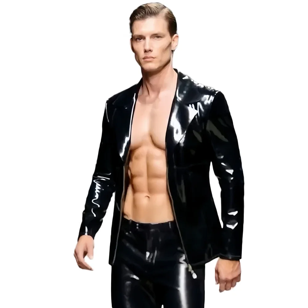 Men'S Fashion T Shirts - Men's Long Sleeve T-shirts PVC Shiny