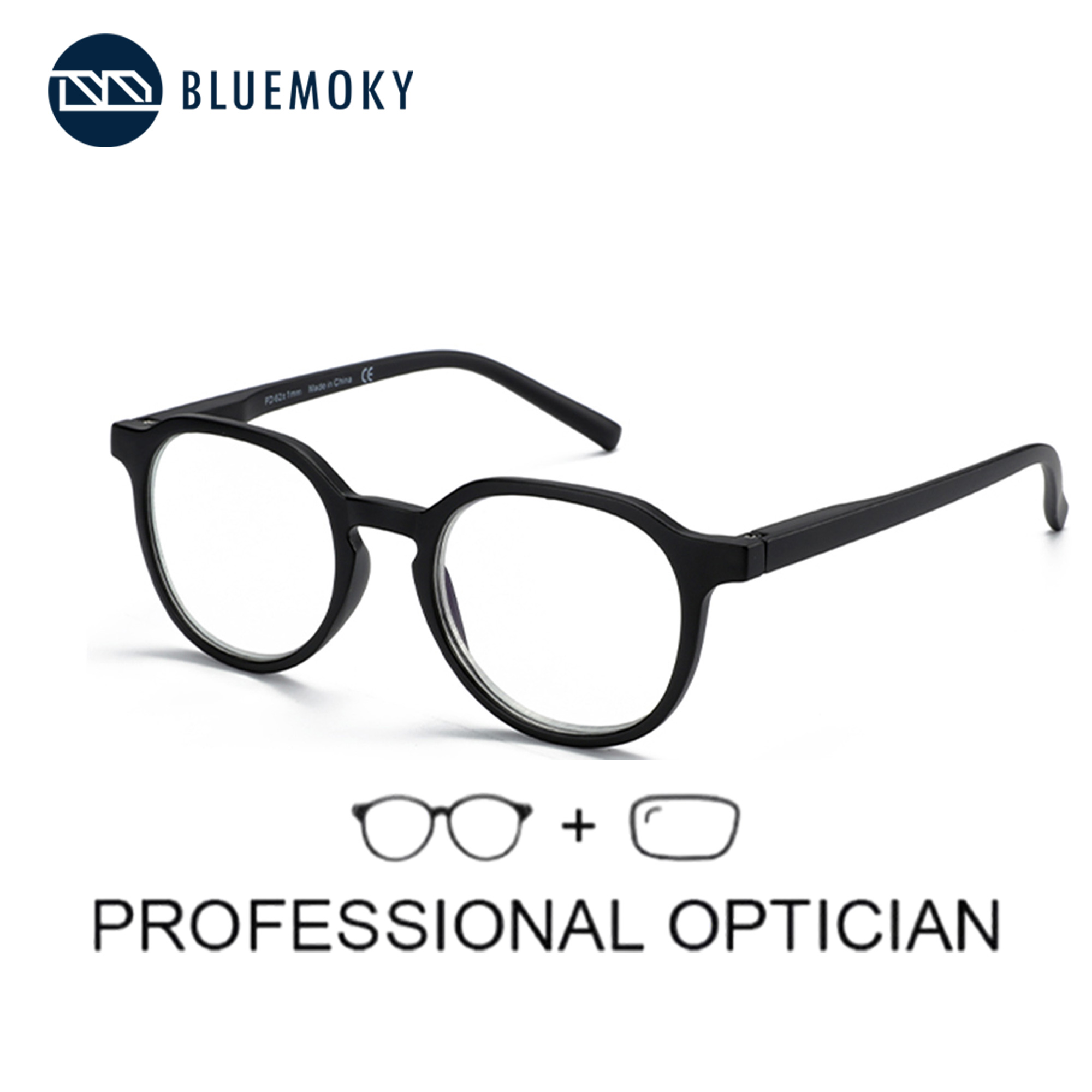 Mens Fashion Reading Glasses - BLUEMOKY Retro Round Prescription Eyeglasses Men