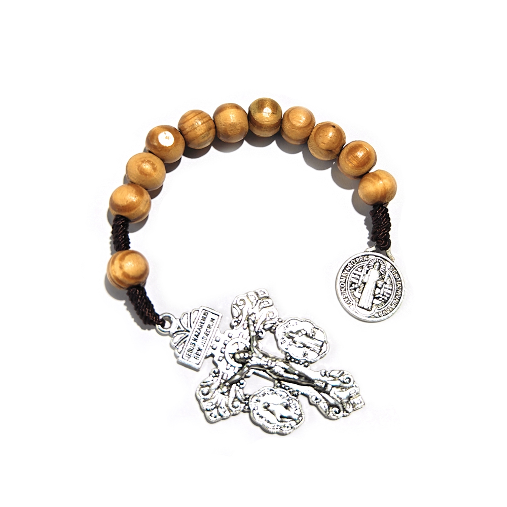 Men'S Fashion Easter - QIGO Open Woven Rosary Wooden Beads