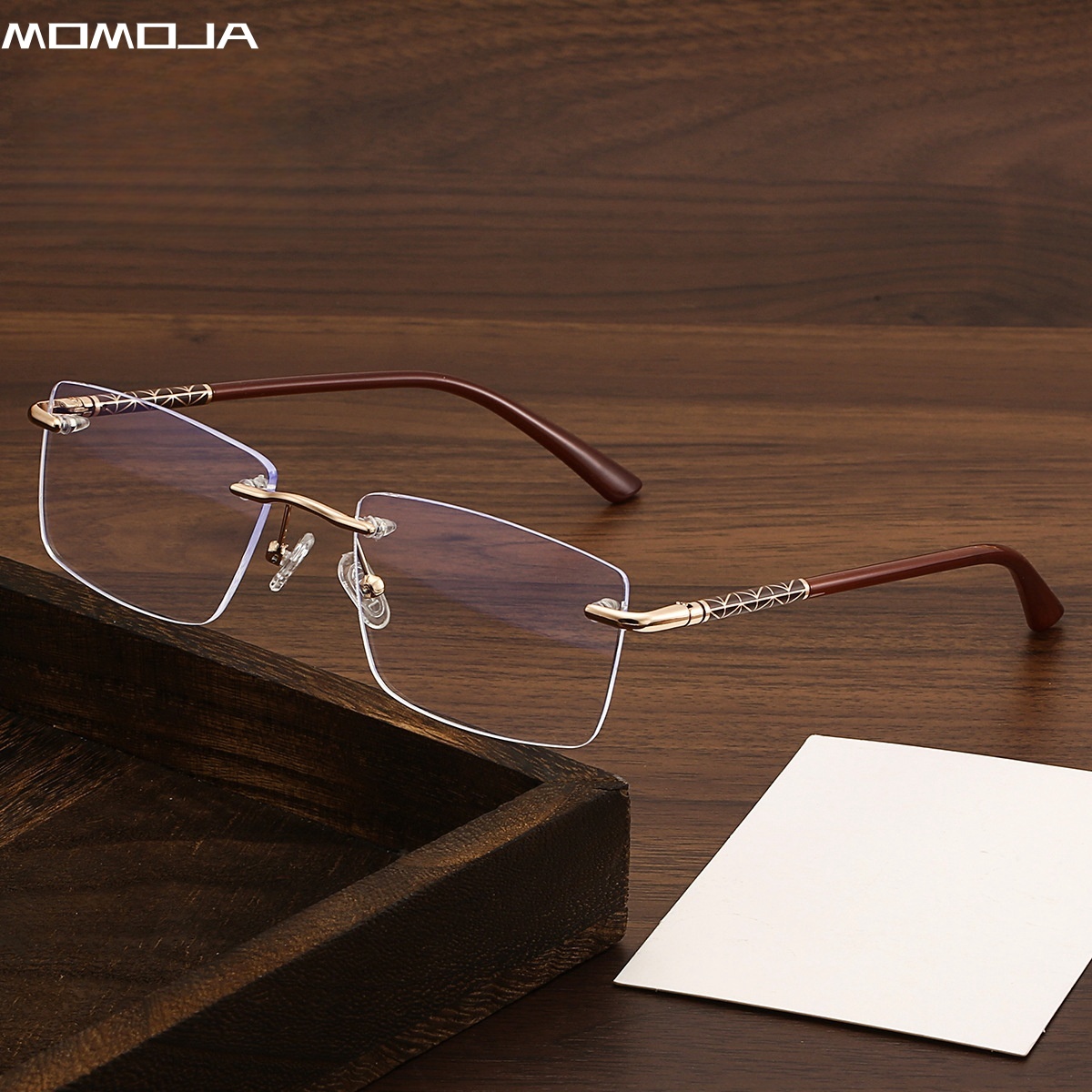 Mens Fashion Reading Glasses - MOMOJA Frameless Square Frame Retro Fashion