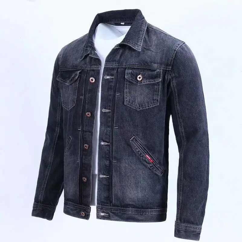 Men'S Fashion Light Jacket - GELITAYIN Male Jean Coats Button Wide