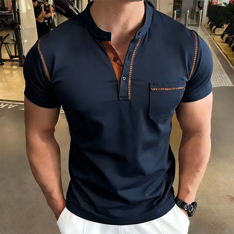 Men'S Fashion And Style - New Summer Men's Henry Collar Short