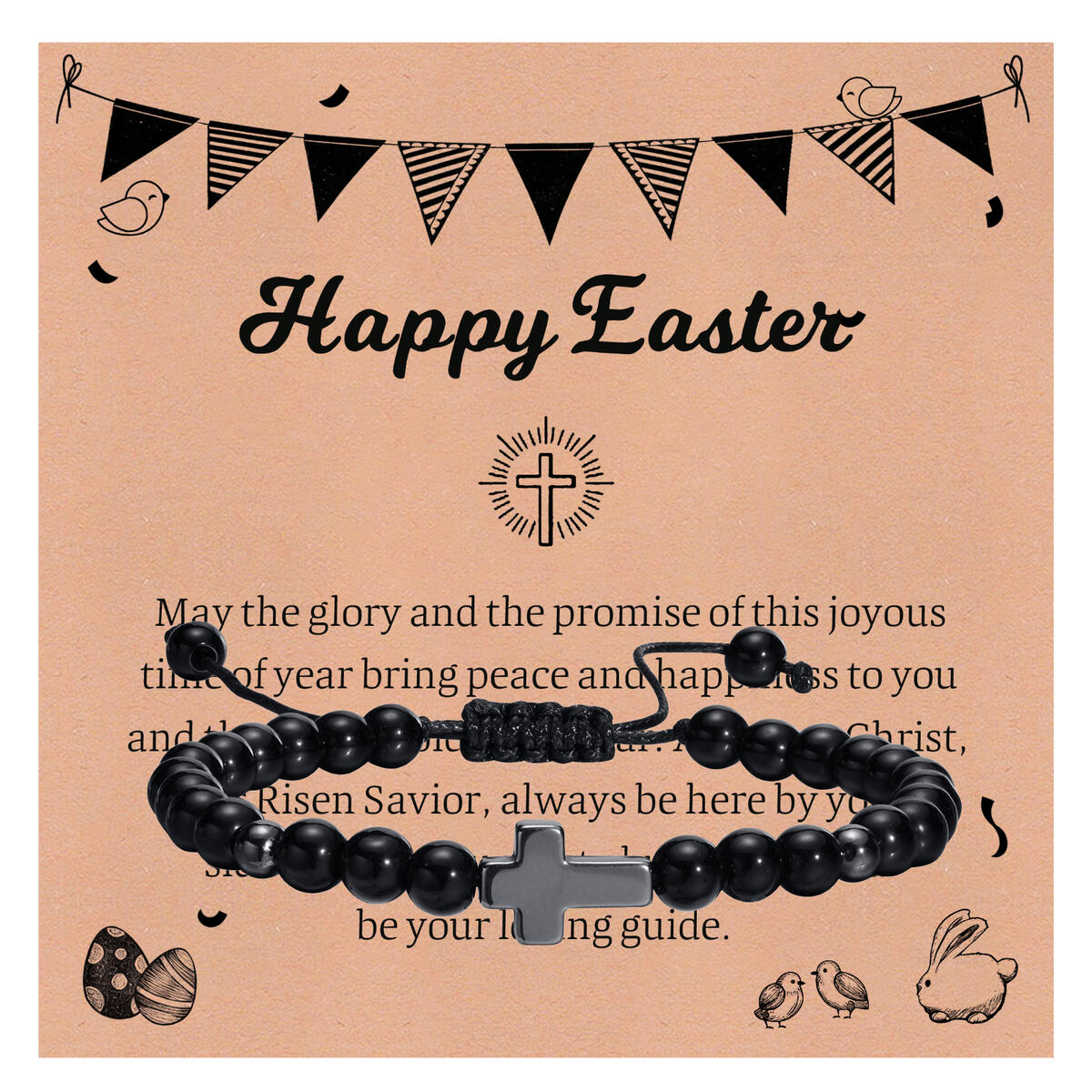 Men'S Fashion Easter - Easter Hematite Cross Bracelet for Men,Black