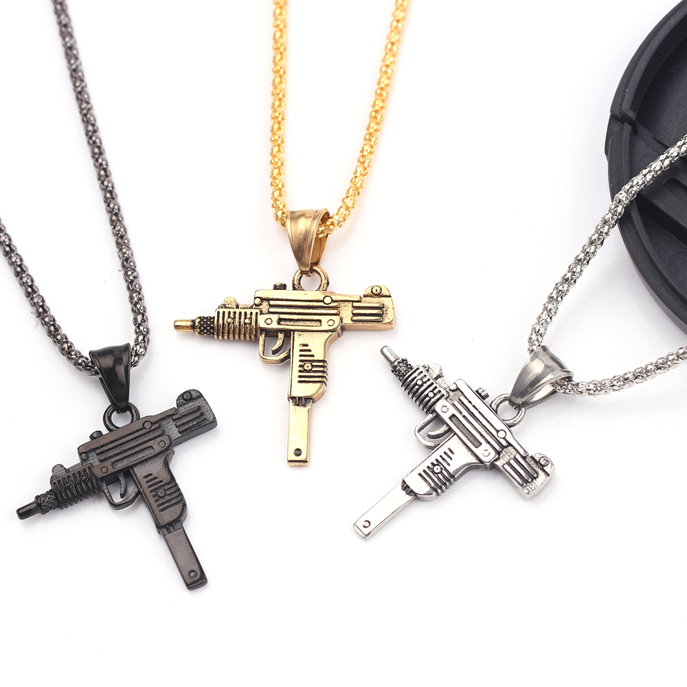 Punk Uzi Pistol Machine Gun Ne - Men'S Fashion Jewelry ulasan dan harga