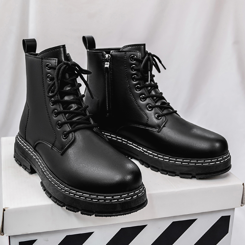 Men's 4-Season Black Patent Le - Fashion Men'S Boots ulasan dan harga