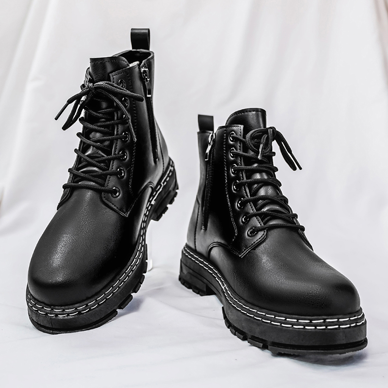 Men's 4-Season Black Patent Le - Fashion Men'S Boots ulasan dan harga