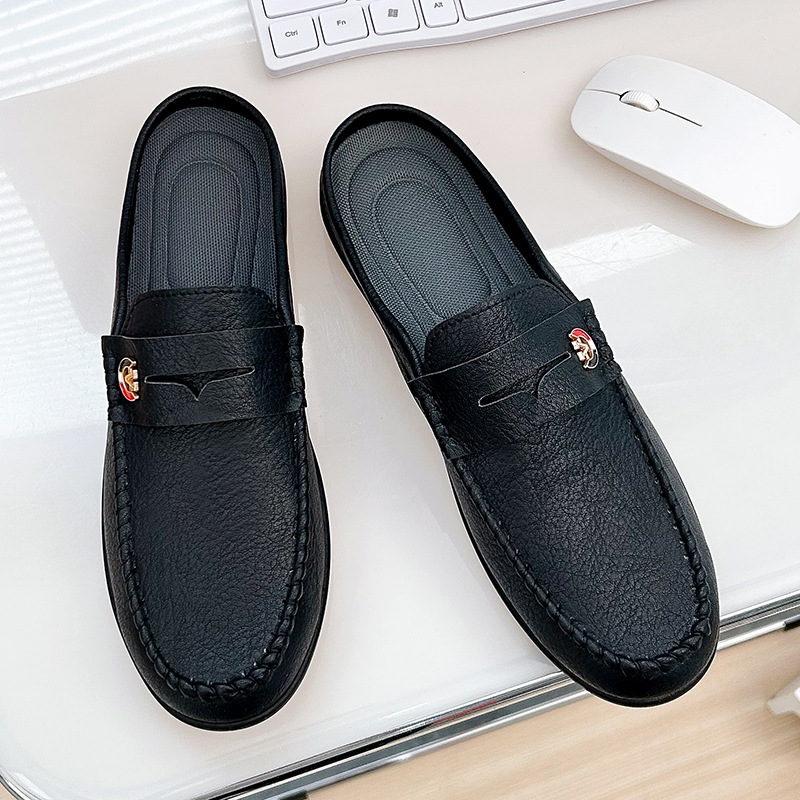 Men Slippers Fashion Leather L - Men'S Fashion Loafers Shoes ulasan dan harga