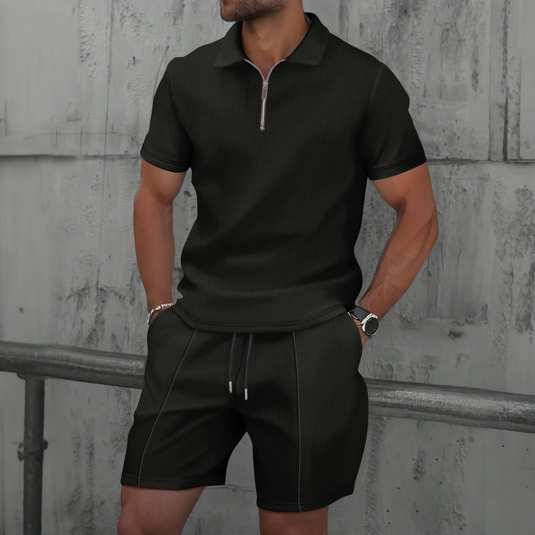 Men Waffle Quick Dry 2 Piece O - Men'S Fashion Polo ulasan dan harga