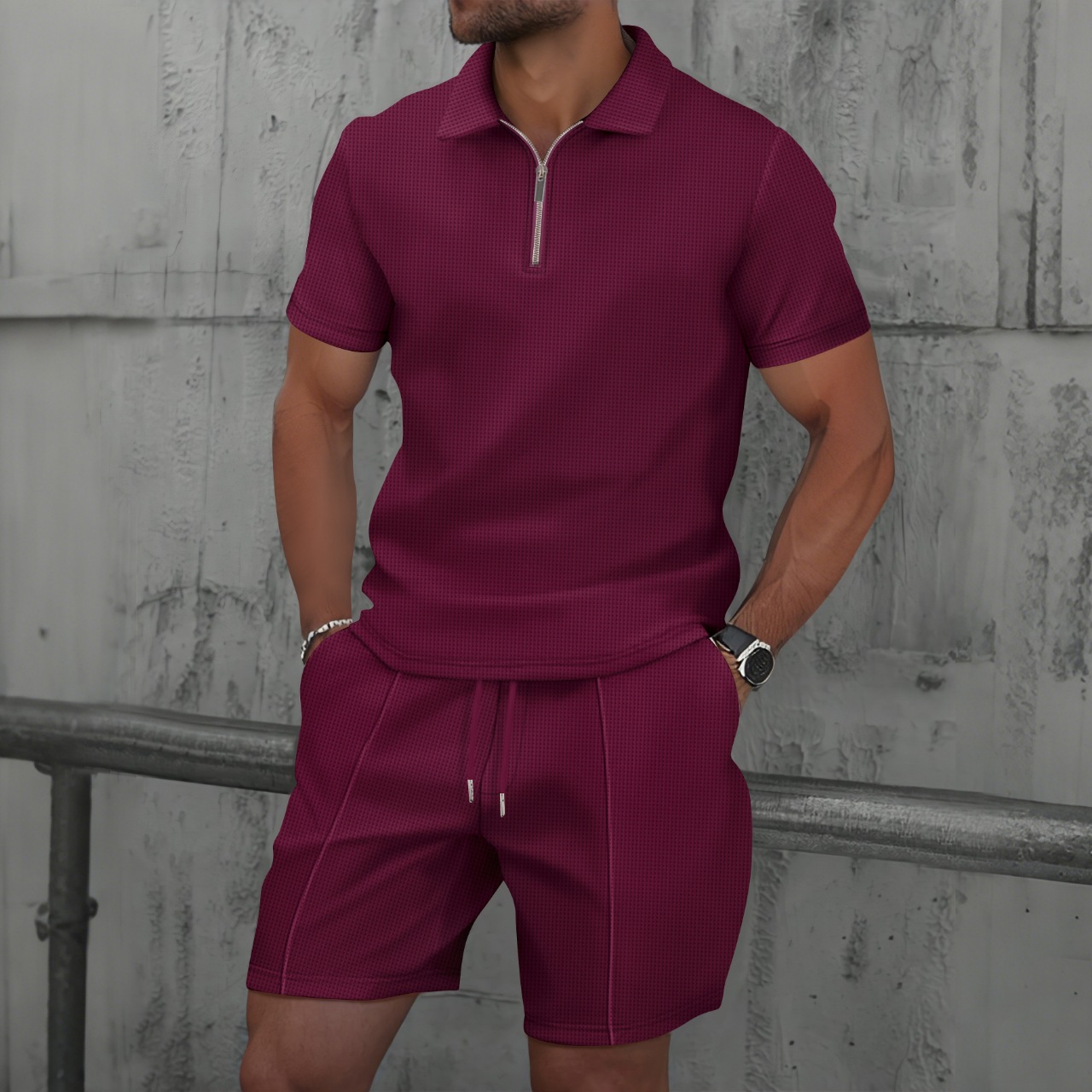 Men Waffle Quick Dry 2 Piece O - Men'S Fashion Polo ulasan dan harga