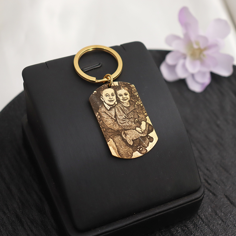 Custom Engrave Photo Keychain  - Men'S Fashion Gold Chain ulasan dan harga
