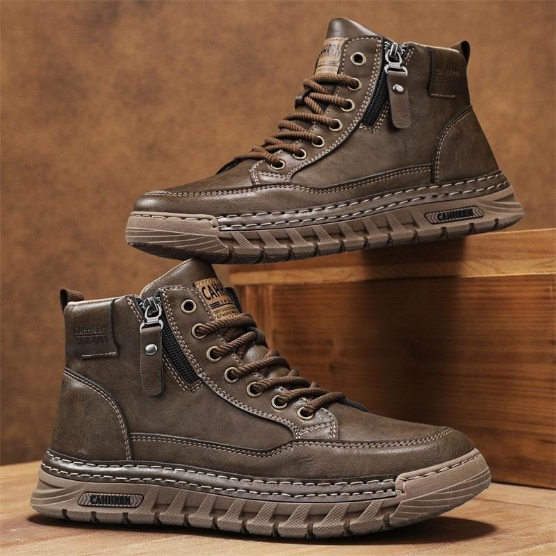 Men Leather High Top Ankle Boo - Fashion Men'S Boots ulasan dan harga