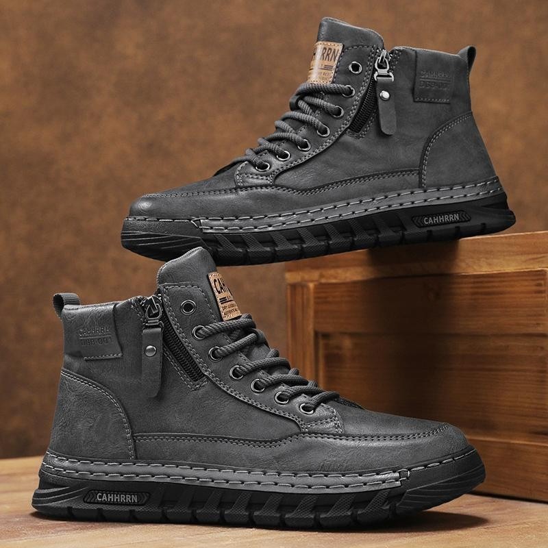 Men Leather High Top Ankle Boo - Fashion Men'S Boots ulasan dan harga