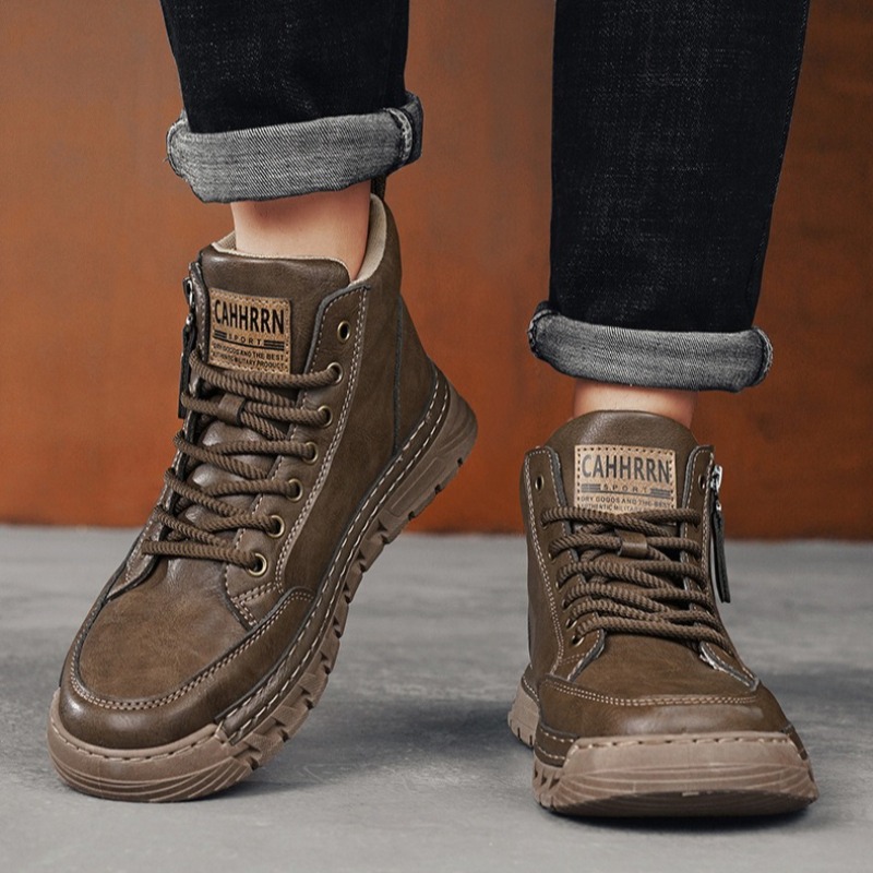 Men Leather High Top Ankle Boo - Fashion Men'S Boots ulasan dan harga