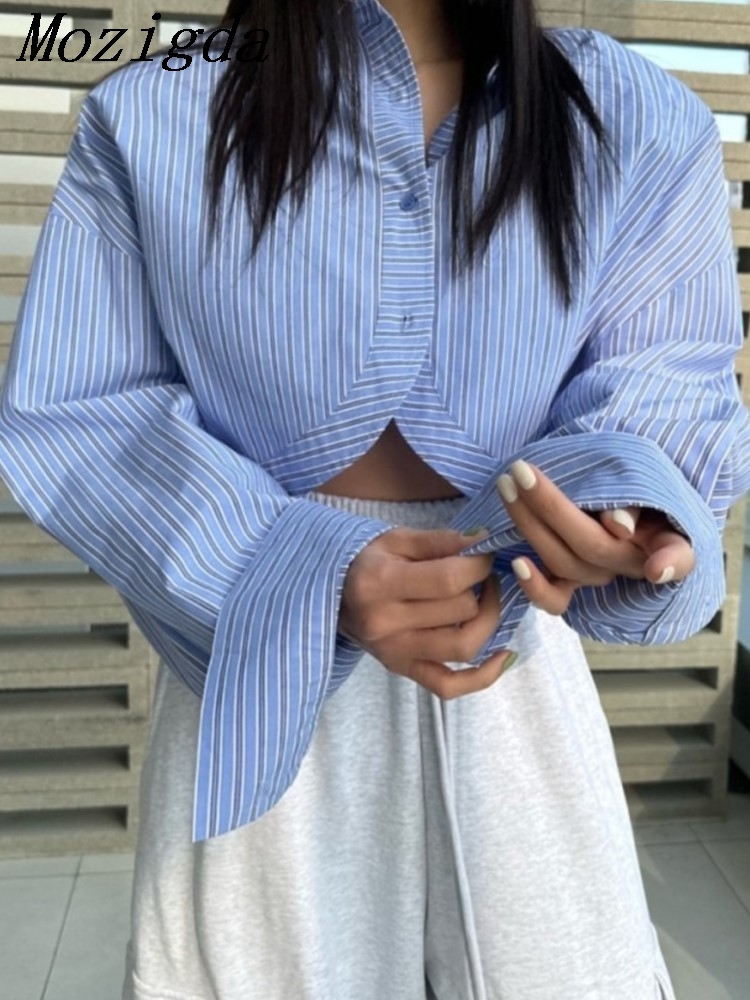 Autumn Striped Shirts Blouses  - Polo Shirt Slim ulasan dan harga