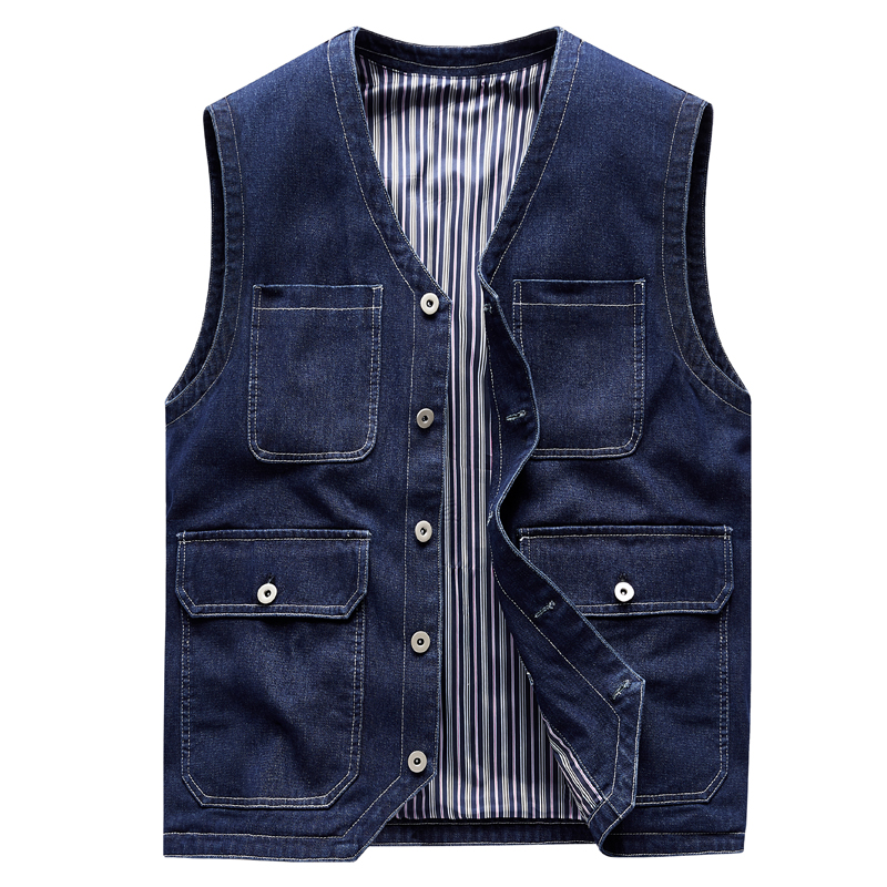 Men Jean Vest Outerwear Denim  - Men'S Fashion Vest With Jeans ulasan dan harga