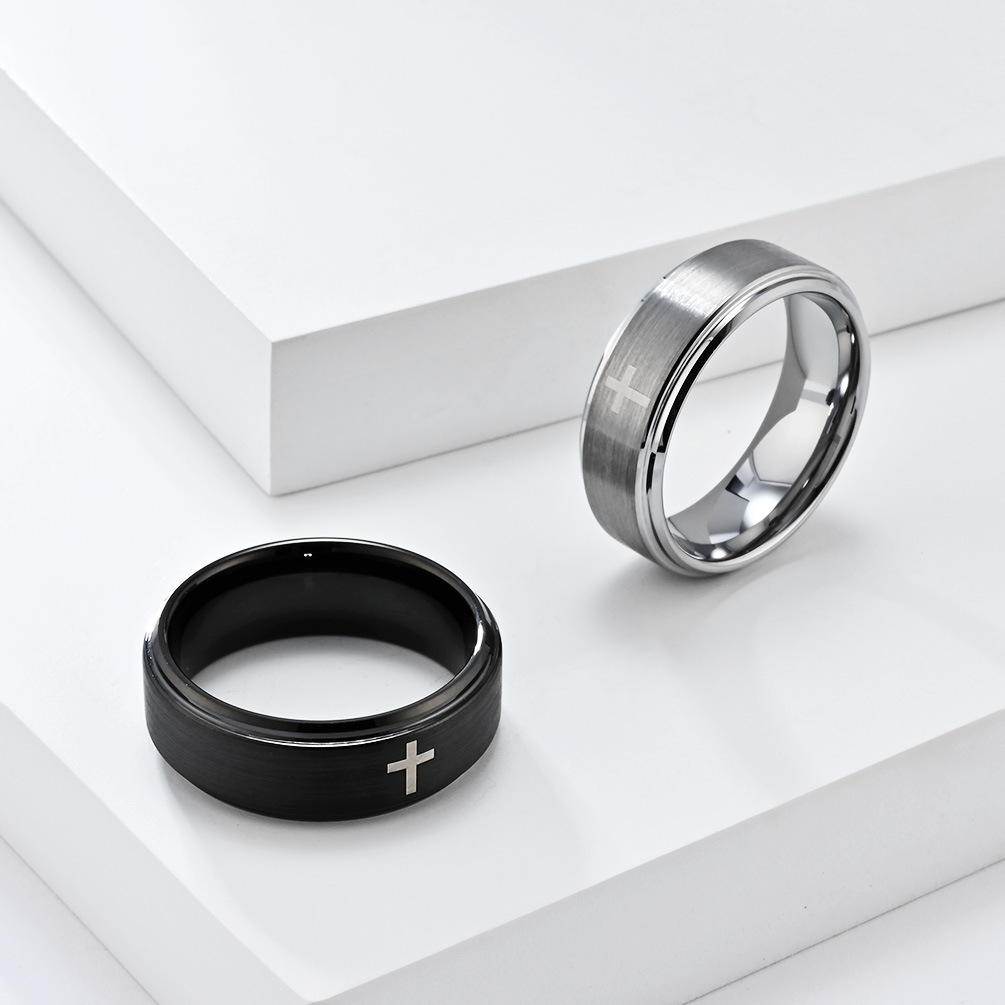 8mm Cross Ring for Men, Tungst - Men'S Fashion Easter ulasan dan harga
