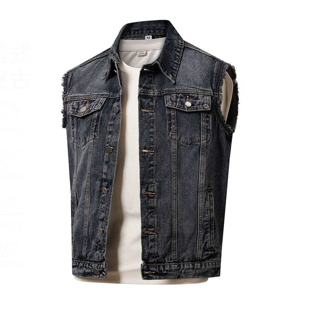 Spring Autumn Men's Denim Vest - Men'S Fashion Vest With Jeans ulasan dan harga