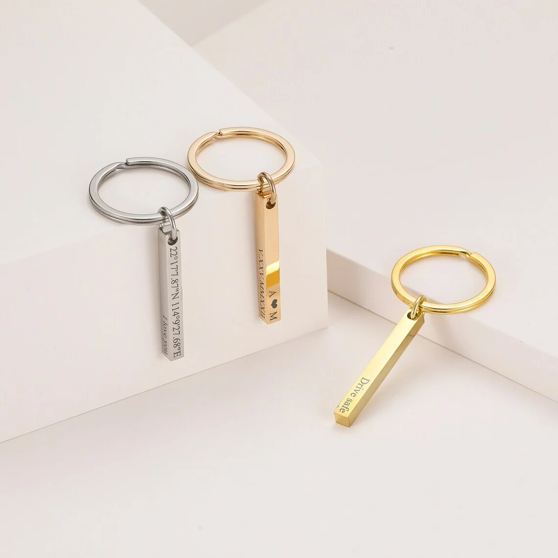 Personalized Engraved Bar Keyc - Men'S Fashion Gold Chain ulasan dan harga