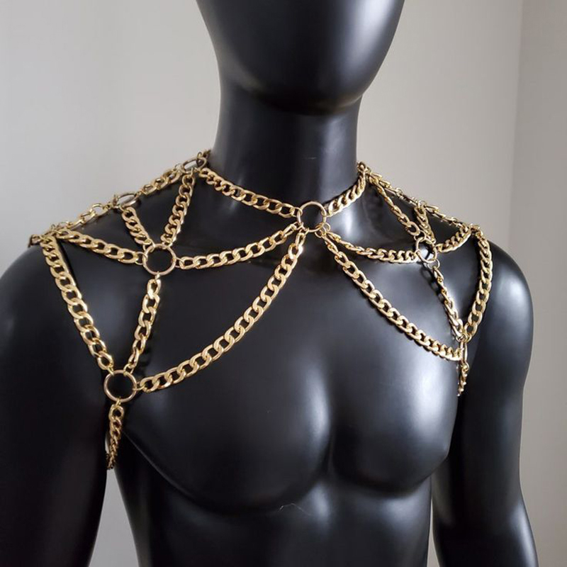 Punk Men Shoulder Body Chain B - Men'S Fashion Gold Chain ulasan dan harga