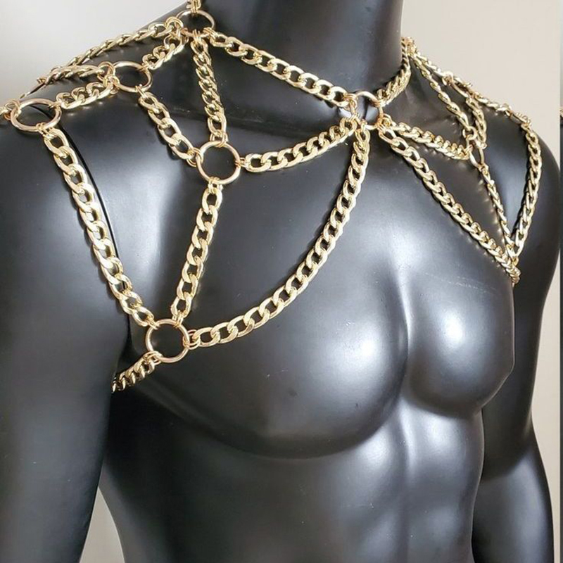 Punk Men Shoulder Body Chain B - Men'S Fashion Gold Chain ulasan dan harga