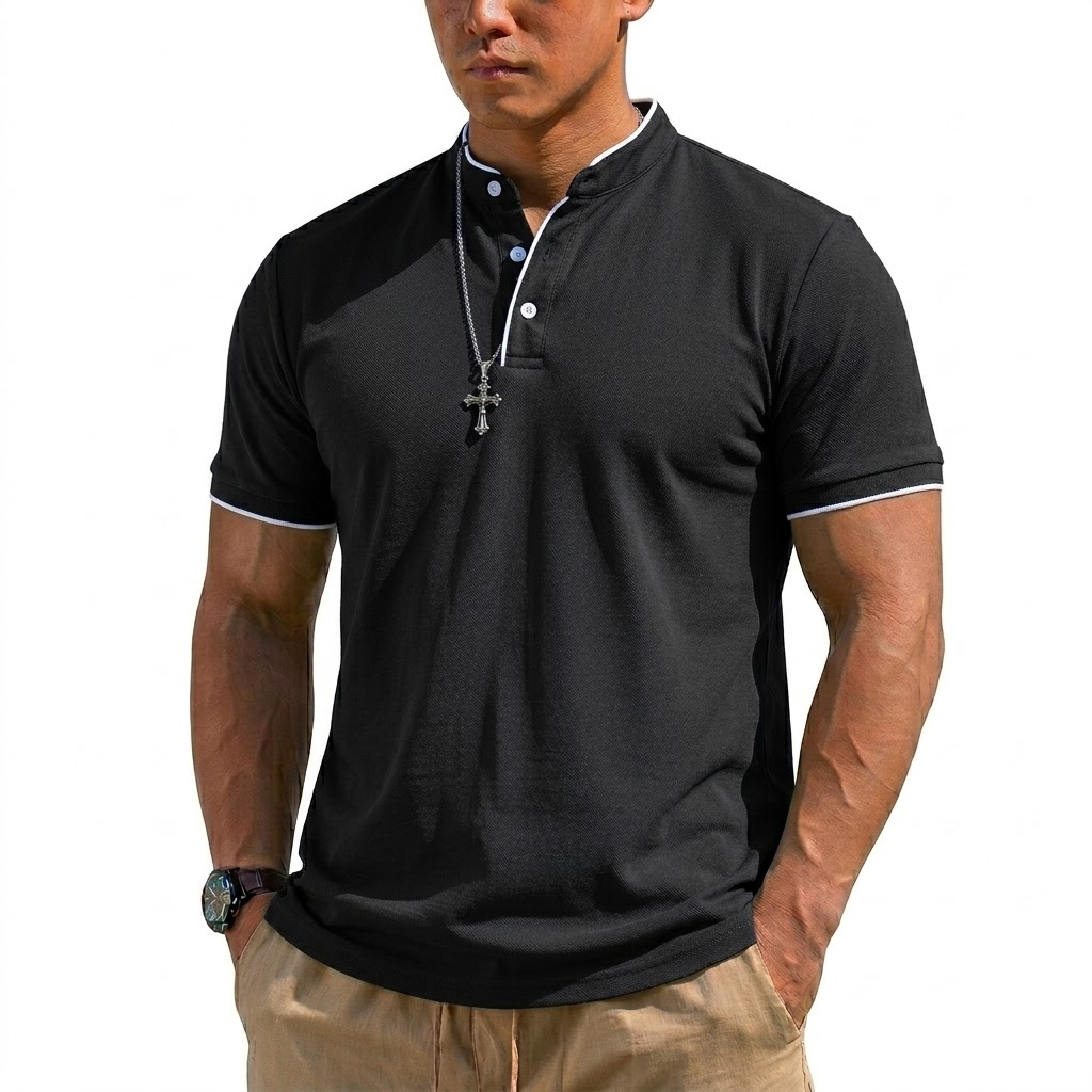 Summer Short Sleeve Henley Shi - Men'S Fashion Polo ulasan dan harga