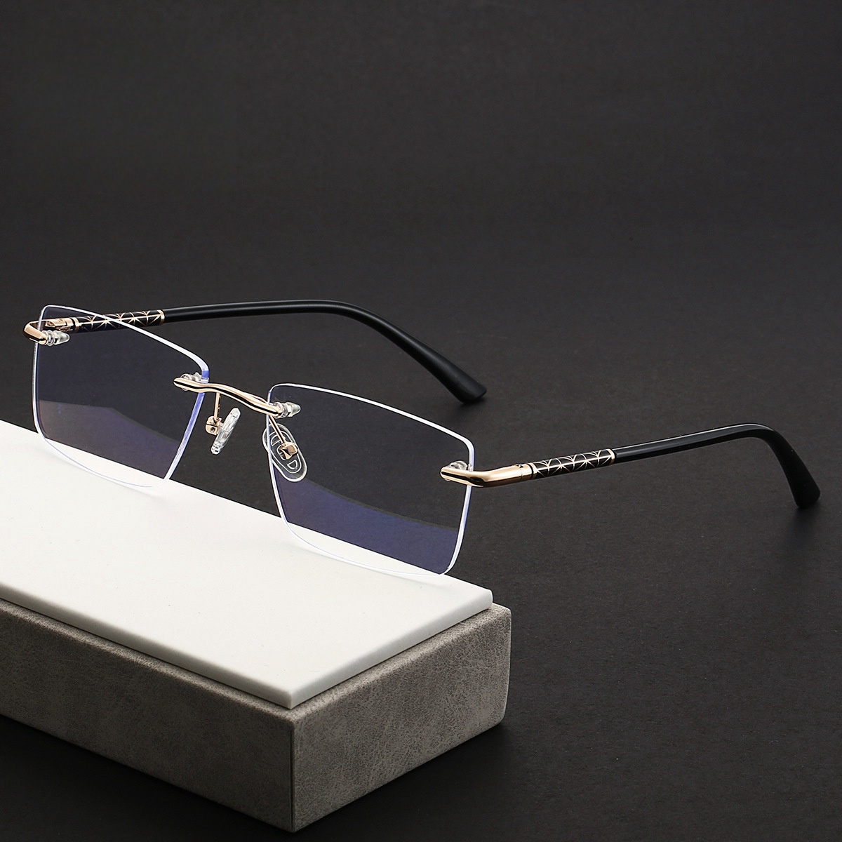 MOMOJA Frameless Square Frame  - Mens Fashion Reading Glasses ulasan dan harga