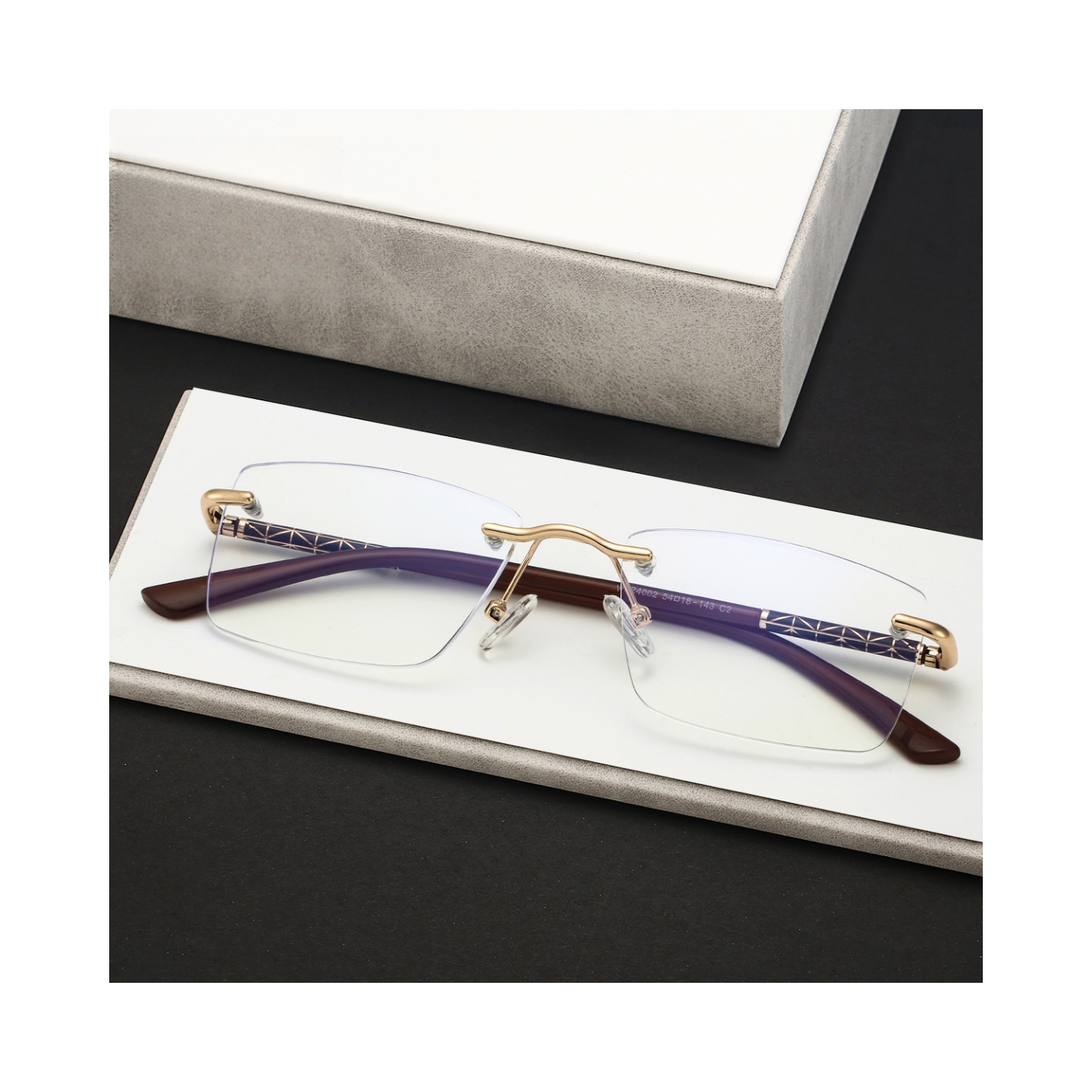 MOMOJA Frameless Square Frame  - Mens Fashion Reading Glasses ulasan dan harga