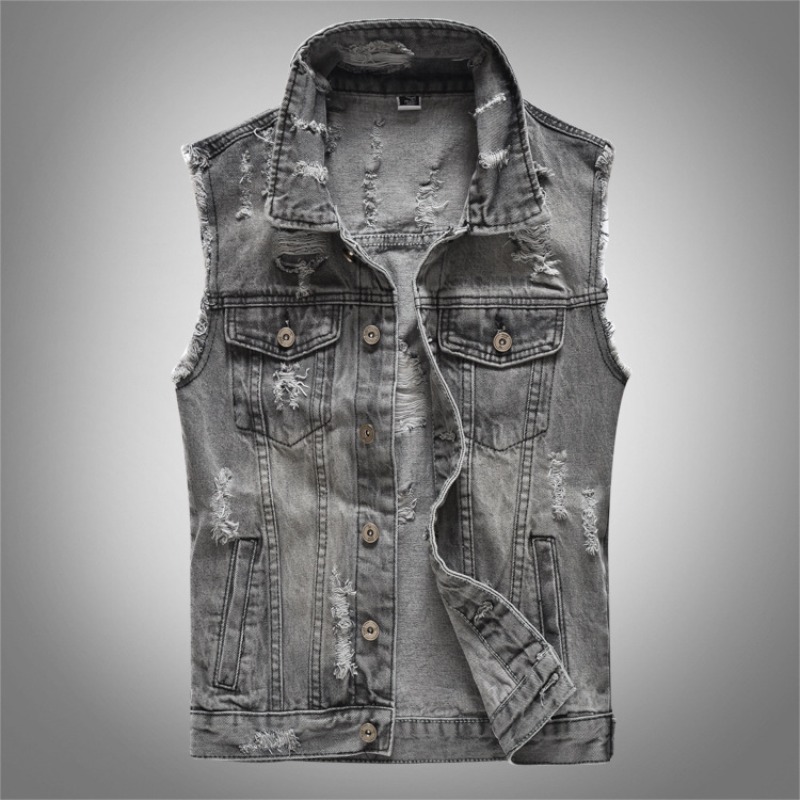 New Fashion Men Retro Grey Den - Men'S Fashion Vest With Jeans ulasan dan harga