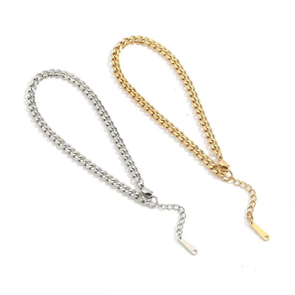 4MM Stainless Steel Simple Cub - Men'S Fashion Gold Chain ulasan dan harga