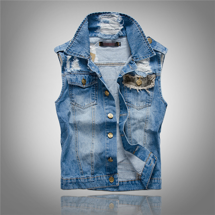 New Fashion Men Blue Casual Ri - Men'S Fashion Vest With Jeans ulasan dan harga
