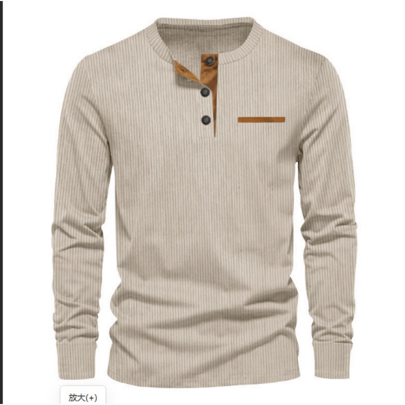 Men's Corduroy Henley Neck Lon - Men'S Fashion Outfits ulasan dan harga