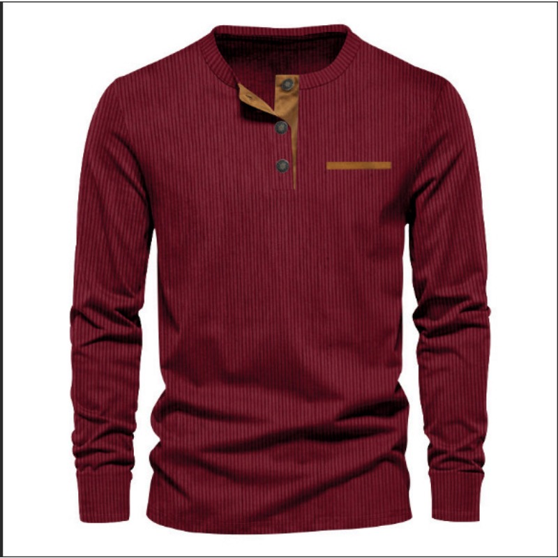 Men's Corduroy Henley Neck Lon - Men'S Fashion Outfits ulasan dan harga