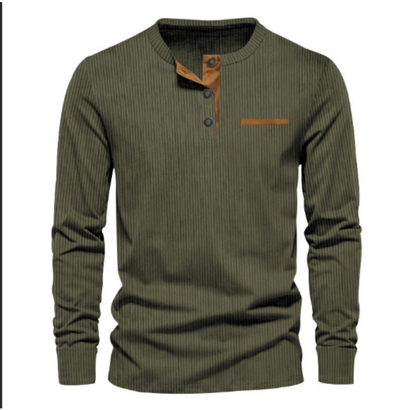 Men's Corduroy Henley Neck Lon - Men'S Fashion Outfits ulasan dan harga