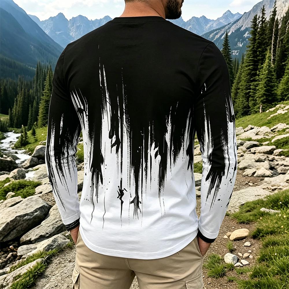 Men's Gradient Ink Splash Long - Men'S Fashion T Shirts ulasan dan harga