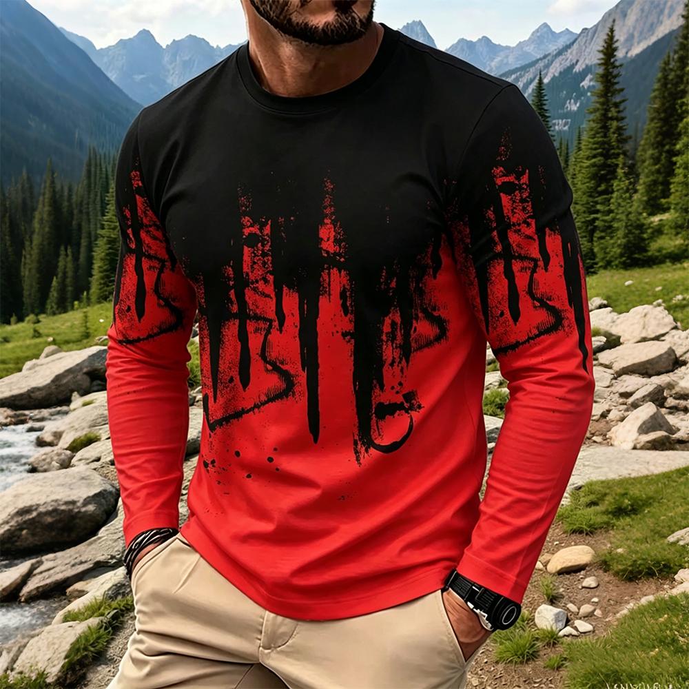 Men's Gradient Ink Splash Long - Men'S Fashion T Shirts ulasan dan harga