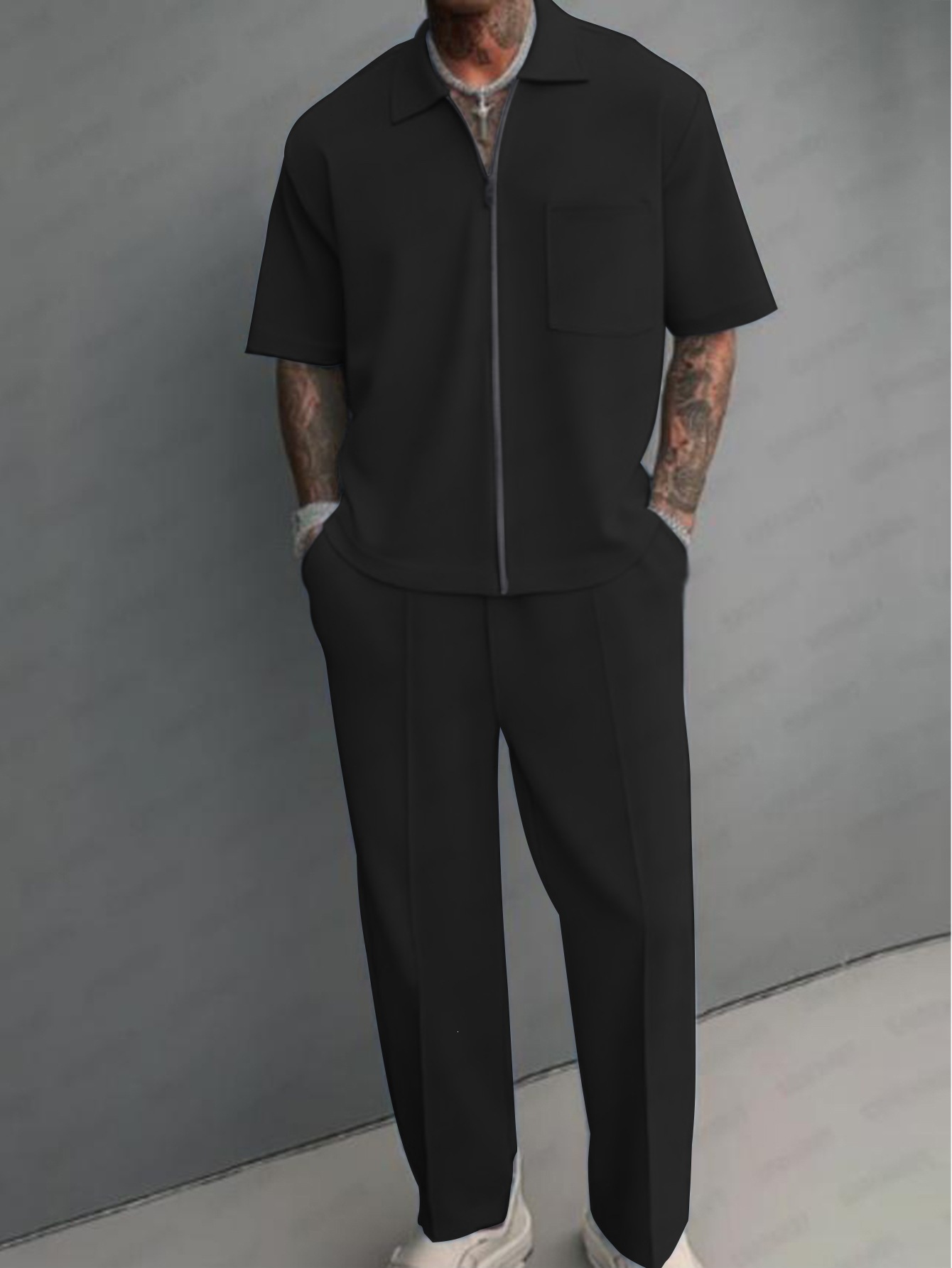 Men 2 Piece Outfits Half Zip P - Men'S Fashion Polo ulasan dan harga