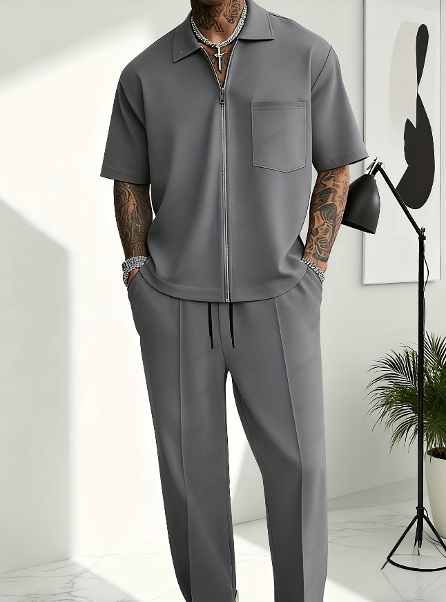 Men 2 Piece Outfits Half Zip P - Men'S Fashion Polo ulasan dan harga