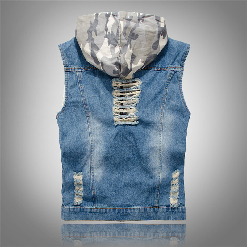 Spring Summer Mens Camo Hooded - Men'S Fashion Vest With Jeans ulasan dan harga